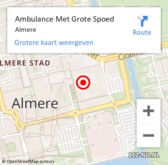 Locatie op kaart van de 112 melding: Ambulance Met Grote Spoed Naar Almere op 7 juli 2015 21:04