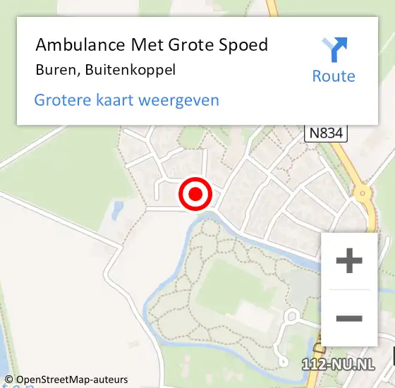 Locatie op kaart van de 112 melding: Ambulance Met Grote Spoed Naar Buren, Buitenkoppel op 7 juli 2015 22:13