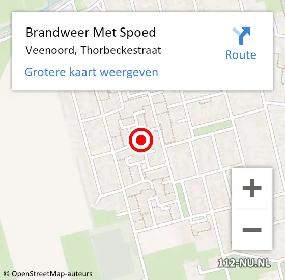 Locatie op kaart van de 112 melding: Brandweer Met Spoed Naar Veenoord, Thorbeckestraat op 7 juli 2015 22:22