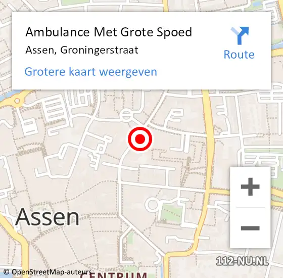 Locatie op kaart van de 112 melding: Ambulance Met Grote Spoed Naar Assen, Groningerstraat op 7 juli 2015 22:27