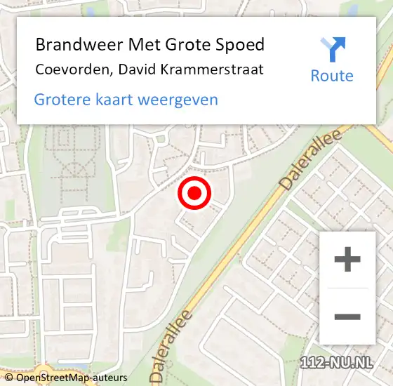 Locatie op kaart van de 112 melding: Brandweer Met Grote Spoed Naar Coevorden, David Krammerstraat op 8 juli 2015 00:16