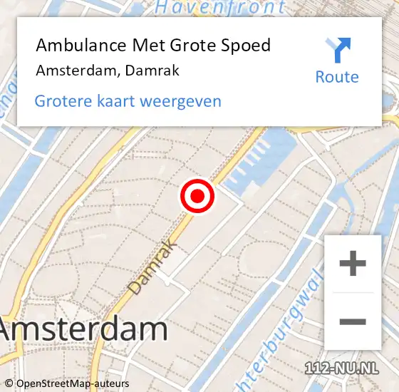 Locatie op kaart van de 112 melding: Ambulance Met Grote Spoed Naar Amsterdam, Damrak op 8 juli 2015 06:00