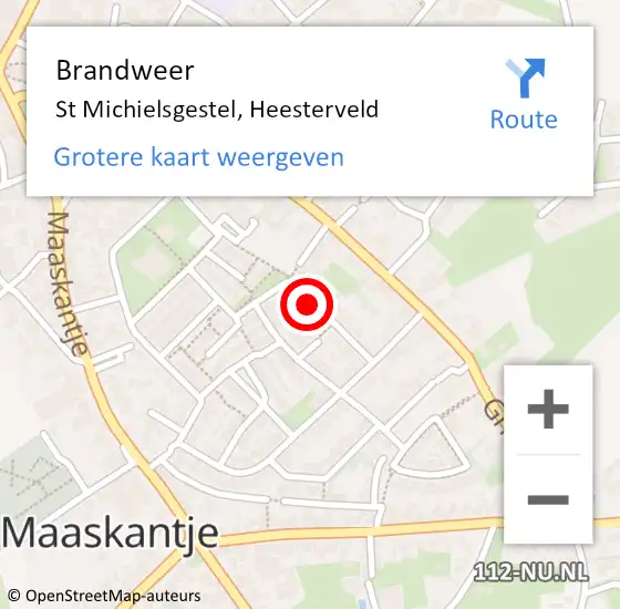 Locatie op kaart van de 112 melding: Brandweer St Michielsgestel, Heesterveld op 8 juli 2015 07:57