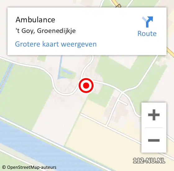Locatie op kaart van de 112 melding: Ambulance 't Goy, Groenedijkje op 8 juli 2015 08:56
