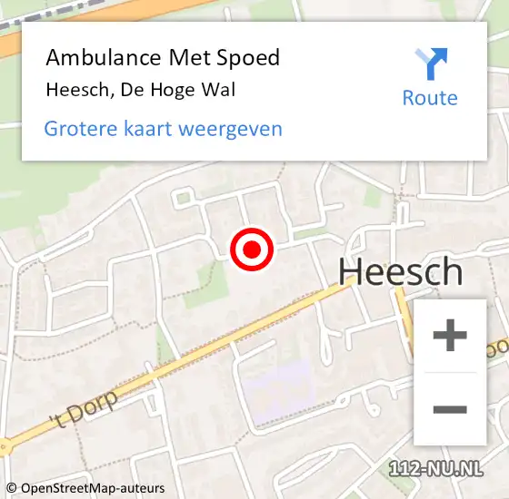 Locatie op kaart van de 112 melding: Ambulance Met Spoed Naar Heesch, De Hoge Wal op 8 juli 2015 10:11