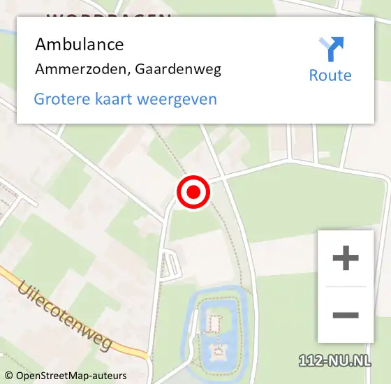 Locatie op kaart van de 112 melding: Ambulance Ammerzoden, Gaardenweg op 8 juli 2015 10:30