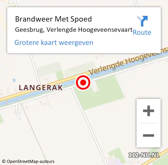 Locatie op kaart van de 112 melding: Brandweer Met Spoed Naar Geesbrug, Verlengde Hoogeveensevaart op 8 juli 2015 10:45