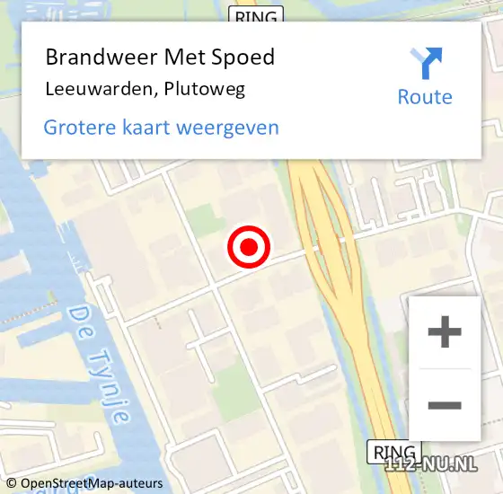 Locatie op kaart van de 112 melding: Brandweer Met Spoed Naar Leeuwarden, Plutoweg op 8 juli 2015 11:00