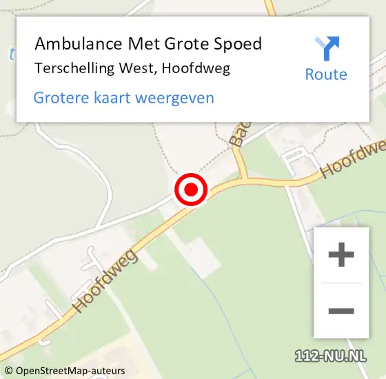 Locatie op kaart van de 112 melding: Ambulance Met Grote Spoed Naar Terschelling West, Hoofdweg op 8 juli 2015 11:18