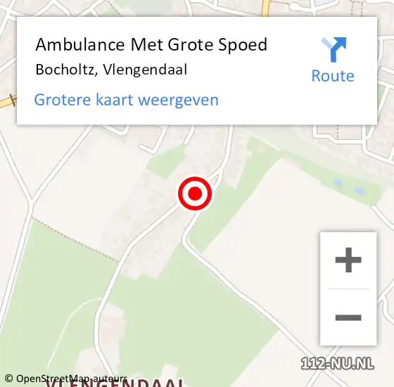 Locatie op kaart van de 112 melding: Ambulance Met Grote Spoed Naar Bocholtz, Vlengendaal op 8 juli 2015 11:26