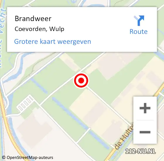 Locatie op kaart van de 112 melding: Brandweer Coevorden, Wulp op 8 juli 2015 13:18