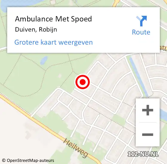 Locatie op kaart van de 112 melding: Ambulance Met Spoed Naar Duiven, Robijn op 8 juli 2015 13:26