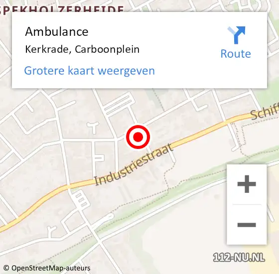 Locatie op kaart van de 112 melding: Ambulance Kerkrade, Carboonplein op 8 juli 2015 14:08