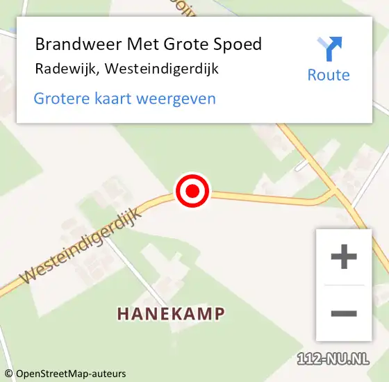 Locatie op kaart van de 112 melding: Brandweer Met Grote Spoed Naar Radewijk, Westeindigerdijk op 13 november 2013 14:48