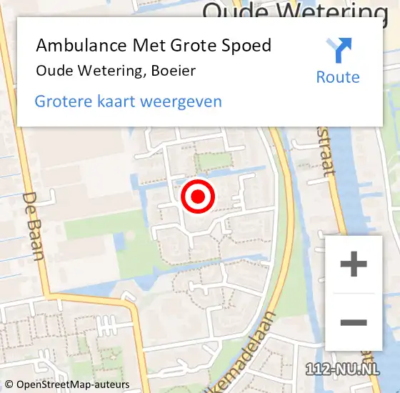 Locatie op kaart van de 112 melding: Ambulance Met Grote Spoed Naar Oude Wetering, Boeier op 8 juli 2015 15:08