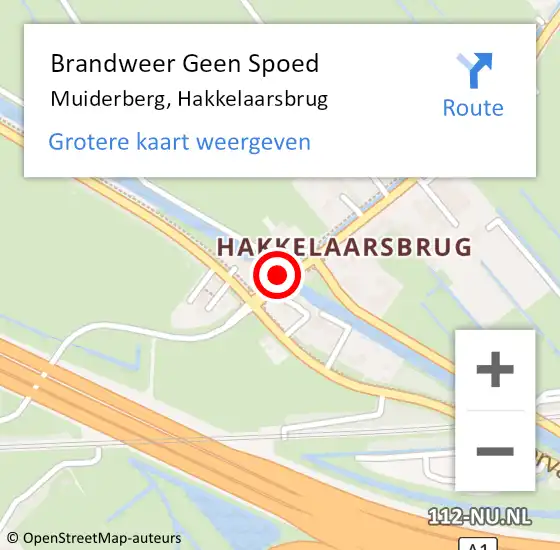 Locatie op kaart van de 112 melding: Brandweer Geen Spoed Naar Muiderberg, Hakkelaarsbrug op 8 juli 2015 15:16