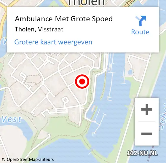 Locatie op kaart van de 112 melding: Ambulance Met Grote Spoed Naar Tholen, Visstraat op 8 juli 2015 15:25