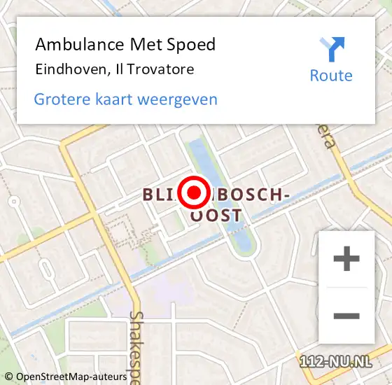 Locatie op kaart van de 112 melding: Ambulance Met Spoed Naar Eindhoven, Il Trovatore op 8 juli 2015 16:11