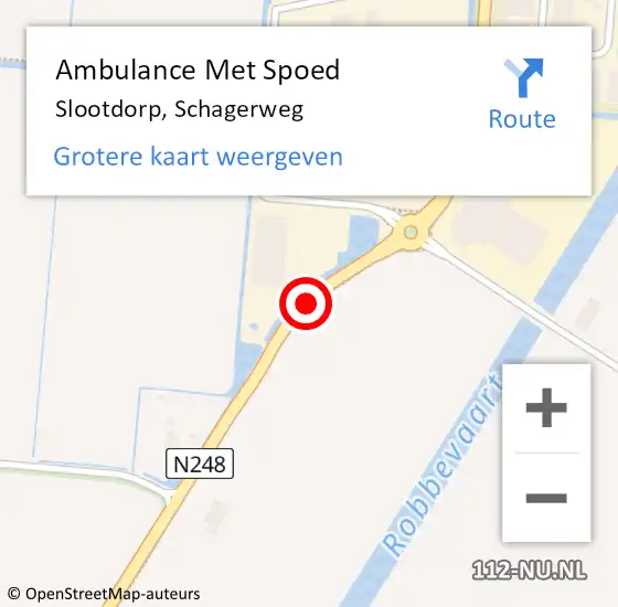 Locatie op kaart van de 112 melding: Ambulance Met Spoed Naar Slootdorp, Schagerweg op 8 juli 2015 16:23