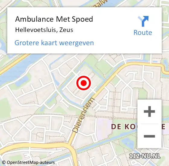 Locatie op kaart van de 112 melding: Ambulance Met Spoed Naar Hellevoetsluis, Zeus op 8 juli 2015 16:29