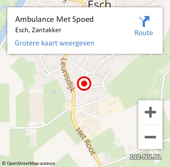 Locatie op kaart van de 112 melding: Ambulance Met Spoed Naar Esch, Zantakker op 8 juli 2015 16:56