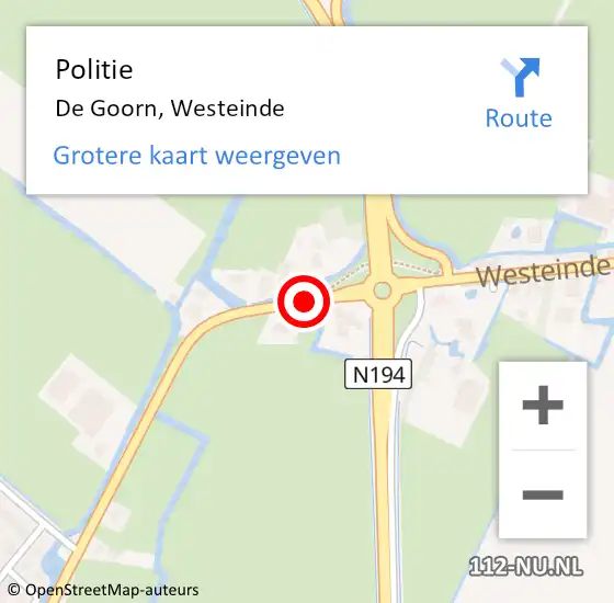 Locatie op kaart van de 112 melding: Politie De Goorn, Westeinde op 8 juli 2015 17:19
