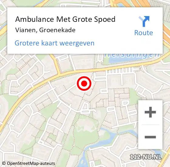 Locatie op kaart van de 112 melding: Ambulance Met Grote Spoed Naar Vianen, Groenekade op 8 juli 2015 17:41