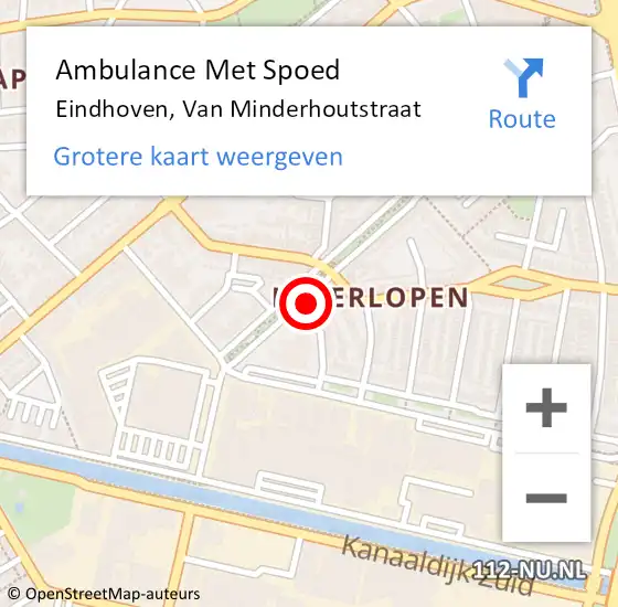 Locatie op kaart van de 112 melding: Ambulance Met Spoed Naar Eindhoven, Van Minderhoutstraat op 8 juli 2015 17:56