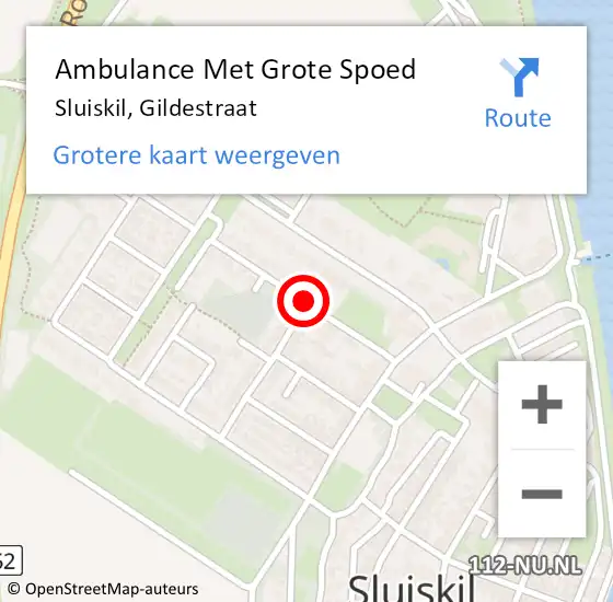 Locatie op kaart van de 112 melding: Ambulance Met Grote Spoed Naar Sluiskil, Gildestraat op 8 juli 2015 18:10