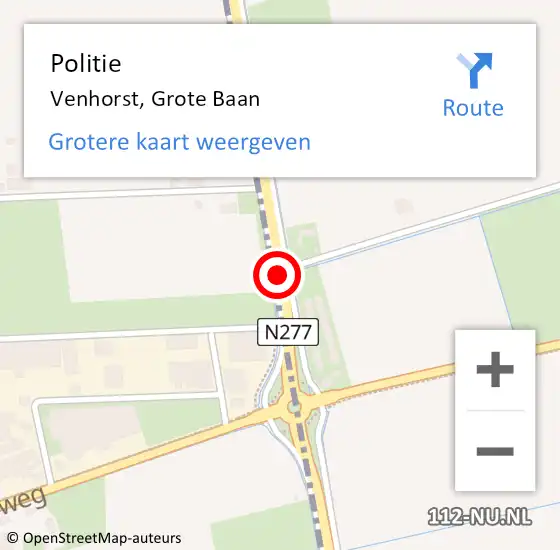 Locatie op kaart van de 112 melding: Politie Venhorst, Grote Baan op 13 november 2013 15:13