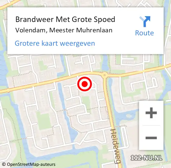 Locatie op kaart van de 112 melding: Brandweer Met Grote Spoed Naar Volendam, Meester Muhrenlaan op 8 juli 2015 19:33