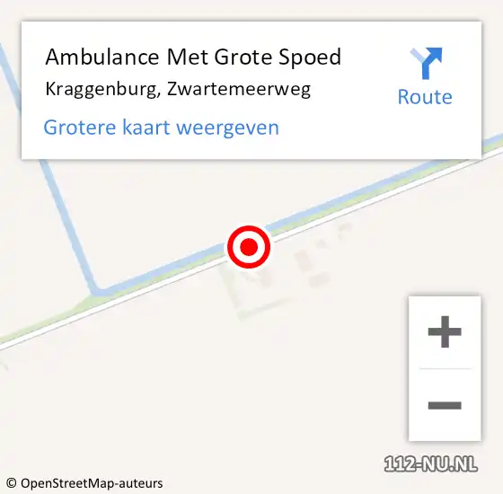 Locatie op kaart van de 112 melding: Ambulance Met Grote Spoed Naar Kraggenburg, Zwartemeerweg op 8 juli 2015 20:55