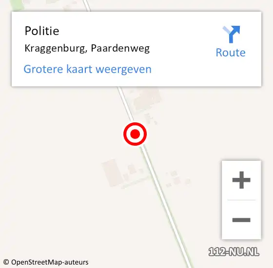 Locatie op kaart van de 112 melding: Politie Kraggenburg, Paardenweg op 8 juli 2015 20:57