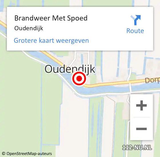 Locatie op kaart van de 112 melding: Brandweer Met Spoed Naar Oudendijk op 8 juli 2015 21:22