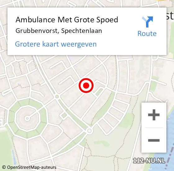 Locatie op kaart van de 112 melding: Ambulance Met Grote Spoed Naar Grubbenvorst, Spechtenlaan op 13 november 2013 15:27