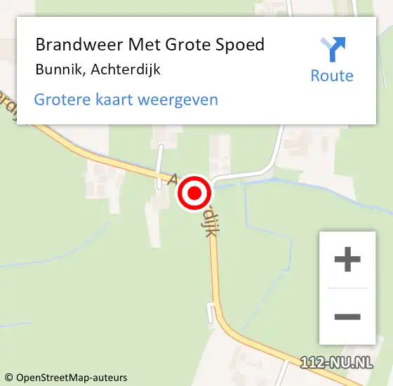 Locatie op kaart van de 112 melding: Brandweer Met Grote Spoed Naar Bunnik, Achterdijk op 8 juli 2015 22:30