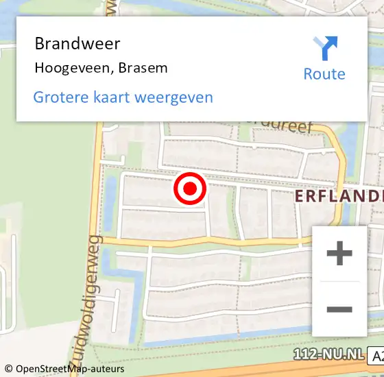 Locatie op kaart van de 112 melding: Brandweer Hoogeveen, Brasem op 8 juli 2015 23:07