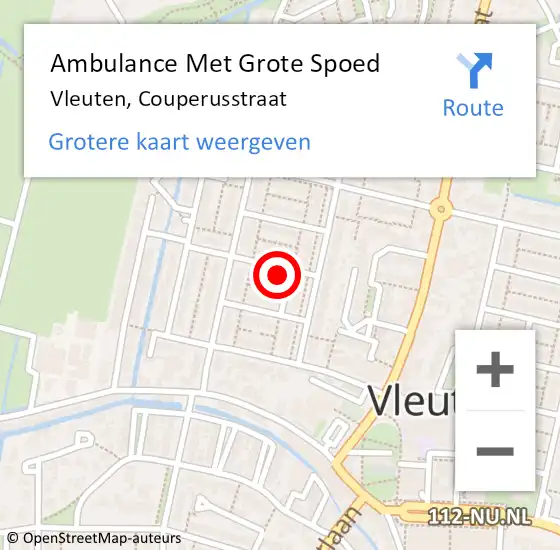 Locatie op kaart van de 112 melding: Ambulance Met Grote Spoed Naar Vleuten, Couperusstraat op 9 juli 2015 02:34