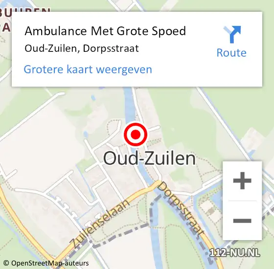 Locatie op kaart van de 112 melding: Ambulance Met Grote Spoed Naar Oud-Zuilen, Dorpsstraat op 9 juli 2015 03:40