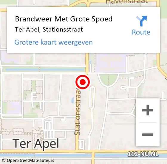 Locatie op kaart van de 112 melding: Brandweer Met Grote Spoed Naar Ter Apel, Stationsstraat op 13 november 2013 15:41