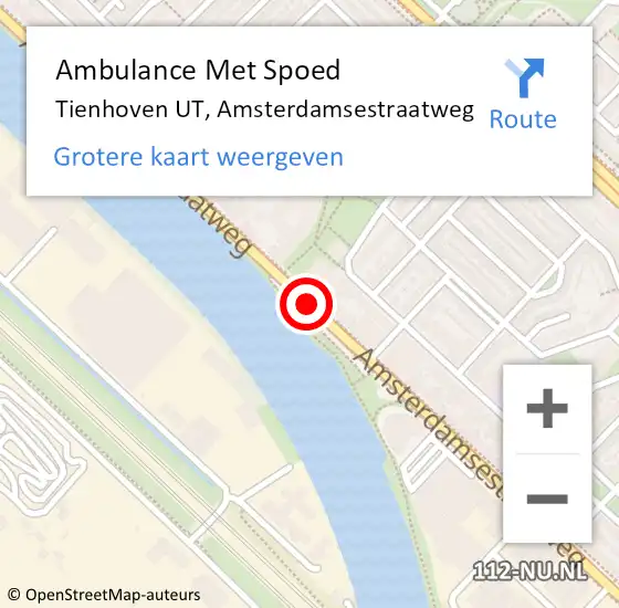 Locatie op kaart van de 112 melding: Ambulance Met Spoed Naar Tienhoven UT, Amsterdamsestraatweg op 9 juli 2015 08:34