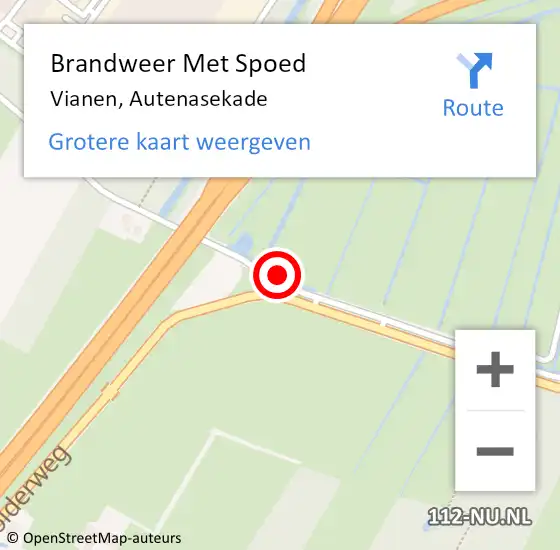 Locatie op kaart van de 112 melding: Brandweer Met Spoed Naar Vianen, Autenasekade op 9 juli 2015 09:06