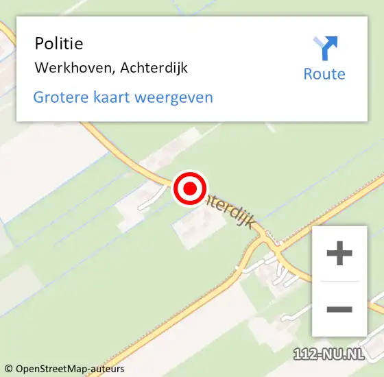 Locatie op kaart van de 112 melding: Politie Werkhoven, Achterdijk op 13 november 2013 16:05