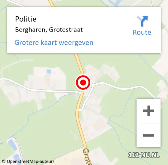 Locatie op kaart van de 112 melding: Politie Bergharen, Grotestraat op 9 juli 2015 11:03