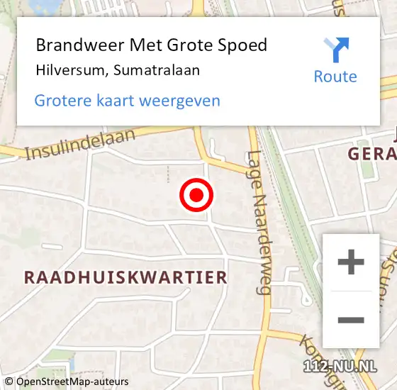 Locatie op kaart van de 112 melding: Brandweer Met Grote Spoed Naar Hilversum, Sumatralaan op 9 juli 2015 11:03