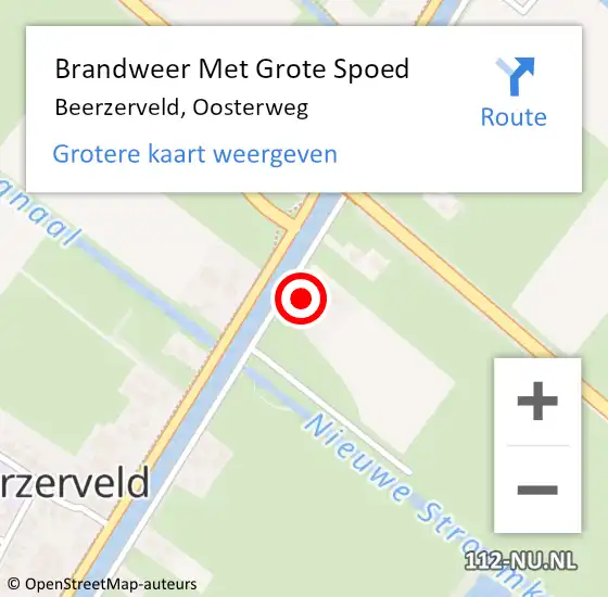 Locatie op kaart van de 112 melding: Brandweer Met Grote Spoed Naar Beerzerveld, Oosterweg op 9 juli 2015 11:33