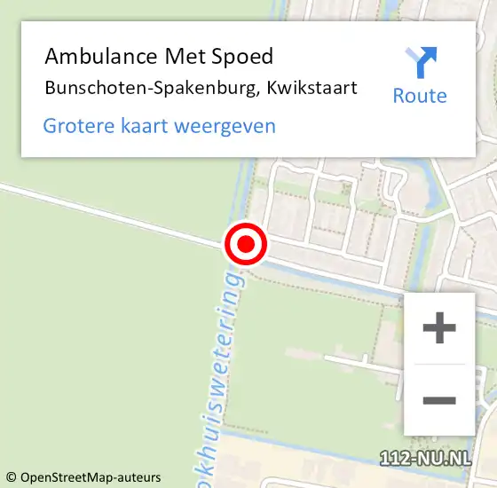 Locatie op kaart van de 112 melding: Ambulance Met Spoed Naar Bunschoten-Spakenburg, Kwikstaart op 9 juli 2015 11:42