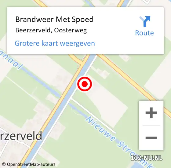 Locatie op kaart van de 112 melding: Brandweer Met Spoed Naar Beerzerveld, Oosterweg op 9 juli 2015 12:03