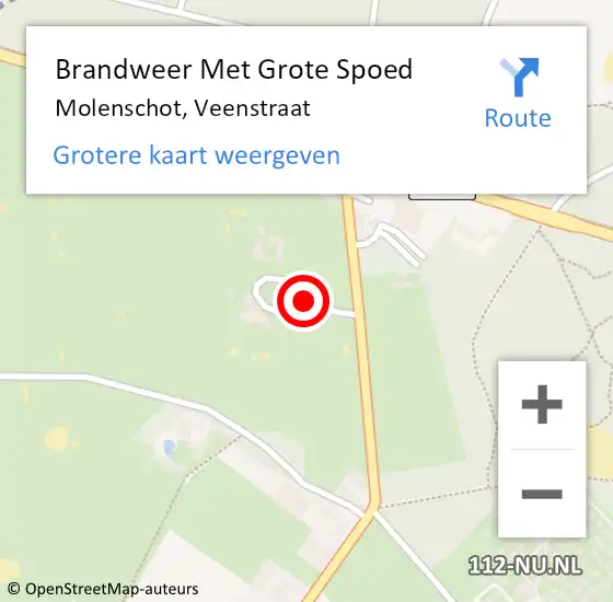 Locatie op kaart van de 112 melding: Brandweer Met Grote Spoed Naar Molenschot, Veenstraat op 9 juli 2015 12:08