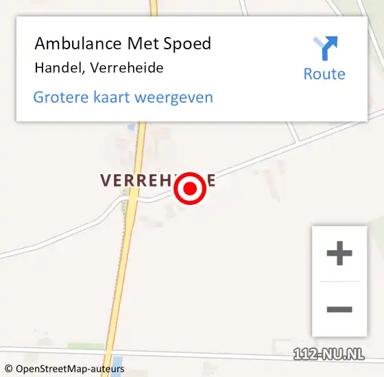 Locatie op kaart van de 112 melding: Ambulance Met Spoed Naar Handel, Verreheide op 9 juli 2015 12:23